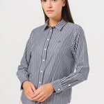 Gant, Camasa de bumbac in dungi, Alb, Bleumarin, 40