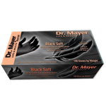Manusi nitril negre rezistente fara pudra Black SOFT DR. MAYER marimea L Cutie 100 bucati manusi de unica folosinta