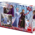 Puzzle 3 in 1 Dino Frozen II, 5+ ani, 3 x 55 Piese (Multicolor), Dino Toys