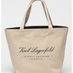 Karl Lagerfeld, Geanta shopper din panza cu imprimeu logo, Negru