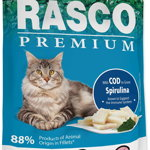 RASCO Premium Sterilized Plic pentru pisici adulte, Cod şi Spirulină 85g, Rasco