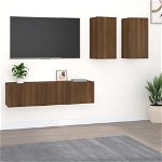 Set dulapuri TV vidaXL, 4 piese, 60 x 30 x 30 cm, stejar maro, lemn prelucrat