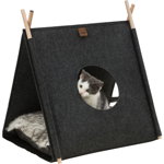 TRIXIE Elfie, căsuța pisici, poliester, husă detașabilă, pernă reversibilă negru și gri, 46x52x50cm, TRIXIE