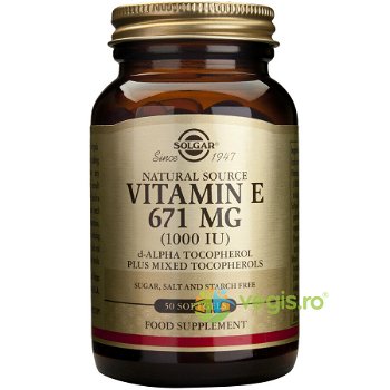 Vitamina E din surse naturale 671 mg (1000 UI) 50cps, SOLGAR