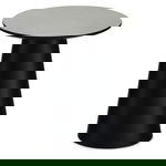 Măsuță de cafea neagră/gri deschis cu blat cu aspect de marmură ø 45 cm Tango – Furnhouse, Furnhouse