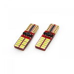 Set becuri auto cu LED CANBUS compatibil T10e W5W 24 SMD Alb 12V 24V, destinat competitiilor auto sau off-road