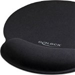 pad Delock ergonomic mouse cu suport pentru încheietură gel (negru), Delock