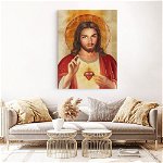 Icoana Inima lui Iisus - Material produs:: Tablou canvas pe panza CU RAMA, Dimensiunea:: 70x100 cm, 