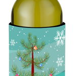 Caroline`s Treasures Merry Christmas Tree chineză Chongqing Dog sticla de vin Beverge Izolator Hugger Multicolore Wine Bottle, 