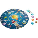 Puzzle Sistemul Solar pentru copii, cu led si planete din lemn (102 piese), Hape