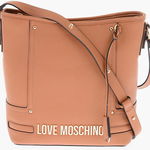 Moschino Love Golden Details Faux Leather Crossbody Bag Brown, Moschino