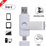 Stick de memorie 3 în 1 Tip-C AreTop, USB, USB 3.0, USB 2.0, alb, 32 GB