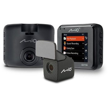 Camera auto DVR duala Mio MiVueC380D, Full HD, ecran 2", unghi 130 de grade, senzor G cu 3 axe