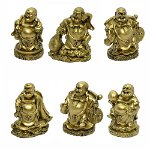 Set sase Buddha Razand aurii pentru santate si prosperitate, 