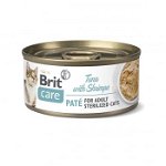 BRIT Care Sterilized Pate, Ton și Creveți, conservă hrană umedă conținut redus cereale pisici sterilizate, (pate), 70g