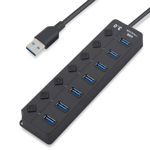 USB Hub Techstar® HB7, 3.0 High Speed, 7 Port USB 3.0, Buton On/Off, Conexiune USB 3.0 de mare viteza, 
