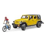 Jeep Wrangler with bicycle and figure, BRUDER