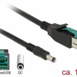 Cablu PoweredUSB 12 V la DC 5.5 x 2.1 mm 1m pentru POS/terminale, Delock 85497, Delock
