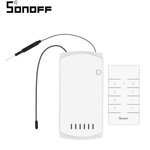 Releu Smart cu telecomanda Sonoff iFan03 pentru control ventilatoare si lumini, Control prin aplicatie si vocal, Alb