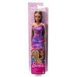 Papusa Barbie satena cu rochita, mov, 