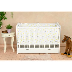 Patut din lemn bebe Qmini Julia, 120x60 cm, sertar, Alb Patut din lemn bebe Qmini Julia, 120x60 cm, sertar, Alb