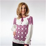 Pulover tricotat model ie tradtionala motiv violet Onibon