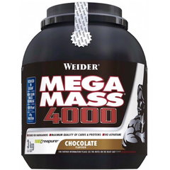Gainer proteic cu aroma de ciocolata Mega Mass 4000, 3000g, Weider, Weider