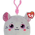 Breloc de plus Ty Squishy Beanies Soricel Catnip, 85 mm (Gri/Roz), Ty