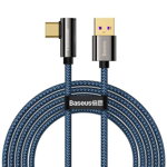 Cablu pentru incarcare si transfer de date Baseus Legend Elbow, USB/USB Type-C, 66W, 2m, Albastru, Baseus