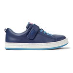 Camper, Pantofi sport din piele cu inchidere velcro si logo, Bleumarin