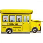 Cutie depozitare cu capac Autobuz Scolar 55 x 25 x 32 cm, LG Imports, Galben