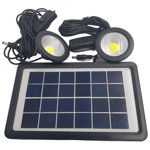Kit solar, panou solar cu bec, 2 mini proiectoare cu led, incarcator usb, pentru camping