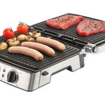 Grill electric ECG KG 200, 2000 W, 3 tipuri de gatire, placi detasabile, Argintiu