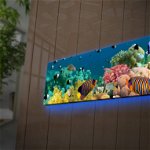 Tablou Canvas cu Led Aquarium fara priza, Multicolor, 90x30 cm, Ledda
