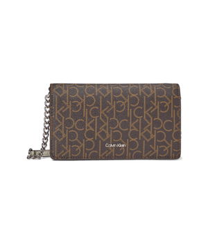Genti Femei Calvin Klein Valentina Wallet On A String BrownKhakiWhite, Calvin Klein