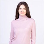 Helanca pulover cu guler inalt, masura mare, roz prafuit, Shopika