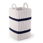 Cos jucarii din sfoara impletita white/navy 32x32x60cm