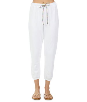 Imbracaminte Femei Michael Lauren Hemlock Sweatpants w Rainbow Drawstring White, Michael Lauren