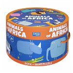 Animale din Africa - Carte + puzzle uriaș, Jucaresti
