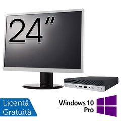 Pachet Calculator HP EliteDesk 800 G5 Mini PC, Intel Core i5-9500 3.00-4.40GHz, 16GB DDR4, 512GB SSD + Monitor 24 Inch + Windows 10 Pro, Refurbished