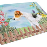 Caroline`s Treasures Carolines Comori CK1212LCB Fox Terrier de primăvară de sticlă de tăiere Bord mare Multicolore 12H x 16W, 