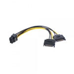 Cablu convertor alimentare PCI-E 8 (6+2) pini tata la 2 x SATA 15 Pini tata, 20 cm, PLS