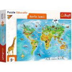Puzzle educational harta lumii 104 piese, 