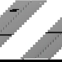 Beko Frigider BekoGN1416240XPN 4 usi, tehnologie racire 3 Zone NeoFrost, vol 572l, clasa energetica E, afisaj electronic, control Touch, Harvest Fresh, lumina interioara, Inverter Compressor, rafturi sticla, Metal look, Beko