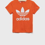 adidas Originals tricou de bumbac pentru copii culoarea portocaliu, cu imprimeu, adidas Originals