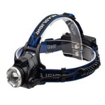 Lanterna de cap IdeallStore, Hiking Master, zoom, intensitate interschimbabila, aluminiu, albastru