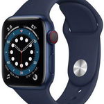 Smartwatch Apple Watch S6 Cellular, Retina LTPO OLED Capacitive touchscreen 1.78inch, Bluetooth, Wi-Fi, 4G, Bratara Silicon 44mm, Carcasa Aluminiu, Rezistent la apa (Albastru inchis)