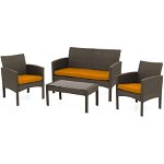 Set mobilier gradina/terasa Kring Bahamas, masa, canapea, 2 fotolii, portocaliu