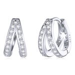 Cercei din argint Golden Double Crystals Circle