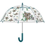 Umbrela Perletti Ursulet Koala, automata, rezistenta la vant, transparenta, 42 cm